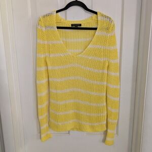 Banana Republic Womens Open Knit Beachy Sweater‎ SMALL Italian Linen Y2K Striped